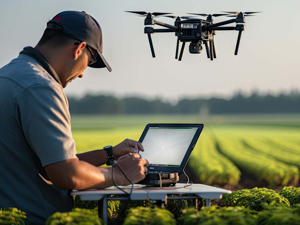 Agricultural drone and robotics technology used over farmland