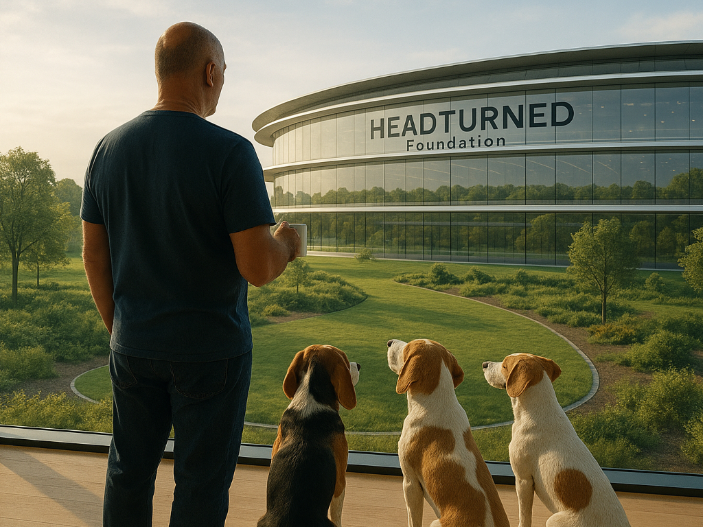 An imagined 5,000-acre landscape in the Derbyshire and Nottinghamshire region, showing sanctuary spaces, rewilded land and innovation hubs working together.