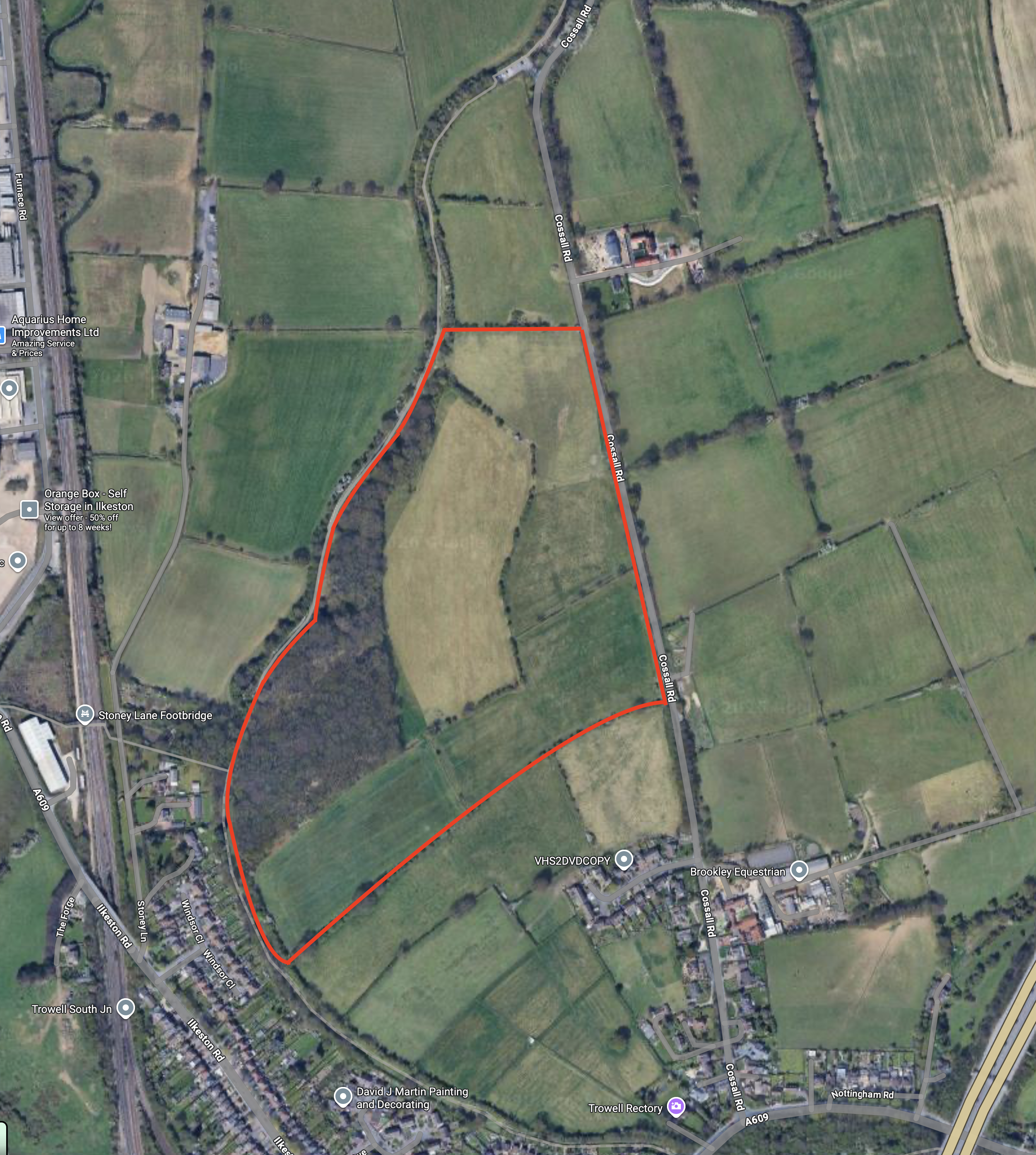 Cossall land restoration project boundary map